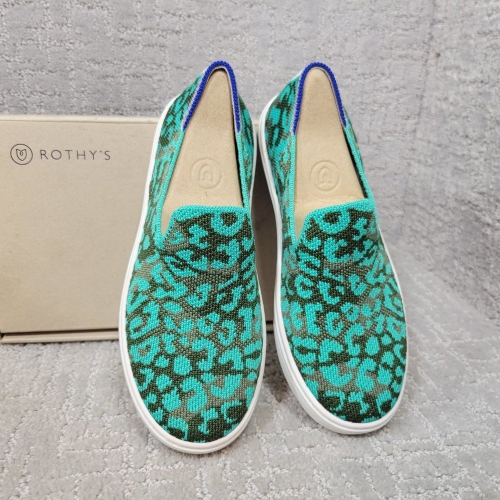 Rothy's The Kids Sneaker Aqua Camo Slip On Shoes Little Kids Size 2 - Picture 4 of 10